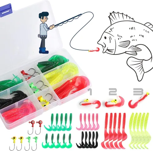 Miniatura 6 de Combos de caña de pescar y carrete, kit de caña de pescar plegable, 2 piezas de caña telescópica + 2 piezas de carretes giratorios + anzuelos + Rojo