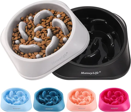 Miniatura 17 de MateeyLife Cuencos de alimentación lenta para perros, 2 unidades, cuencos rompecabezas antiasfixia para comida de perros, alimentación interactiva