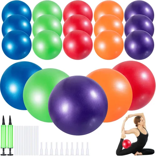 Miniatura 15 de Sotiff 20 pelotas pequeñas de ejercicio de pilates de 9 pulgadas, mini pelotas de barra de yoga para estabilidad, fitness, terapia física