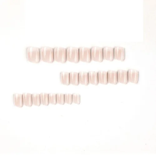 Miniatura 2 de Uñas postizas cortas cuadradas a presión, uñas postizas blancas nude, uñas postizas brillantes de cobertura completa, uñas postizas acrílicas