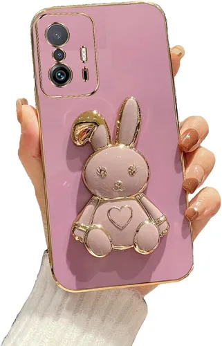 Miniatura 59 de Estuche con soporte de conejo de corazón para Xiaomi Redmi Note 10S, galvanizado suave TPU protector delgado a prueba de golpes con lindo conejito