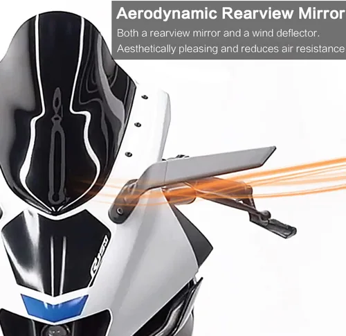 Miniatura 5 de Espejos de motocicleta de carreras, ala aerodinámica modificada, espejos laterales giratorios ajustables con amplio ángulo de visión para Honda