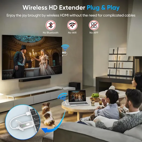 Miniatura 8 de Transmisor y receptor HDMI inalámbrico, 500FT/150M, salida de decodificación 4k de 1080p, Plug & Play Portable 0.08 oz/0.18 oz Antena dual