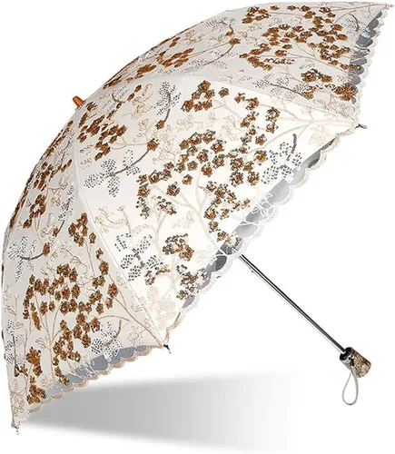 Miniatura 171 de Honeystore Sombrilla bordada con flor 3D plegable UV con encaje clásico