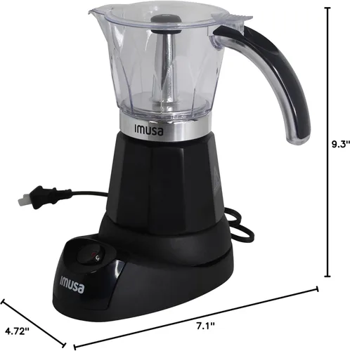 Miniatura 9 de Imusa - Máquina eléctrica para hacer espresso de 6 o 3 tazas, color negro, para café cubano, moka y bebidas de espresso
