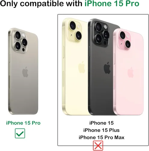 Miniatura 2 de Funda tipo cartera para iPhone 15 Pro con tarjetero (12 ranuras para tarjetas), funda de piel sintética para mujeres y hombres, carga inalámbrica