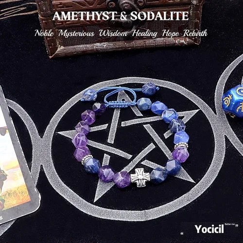 Miniatura 31 de Pulseras de la amistad, pulsera de obsidiana negra arcoíris para mujeres y hombres, 0.394 pulgadas (0.394 in), ojo de tigre, hematita y cristal
