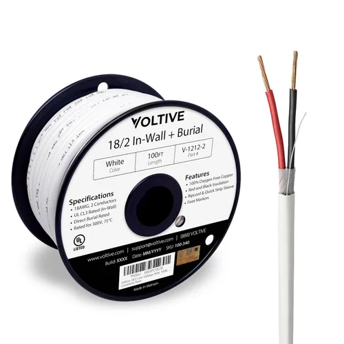 Miniatura 12 de Voltive Cable de altavoz 10/2, CL3 en pared y entierro directo, negro, 100 pies - 10 AWG, 2 conductores, cobre trenzado sin oxígeno, listado UL