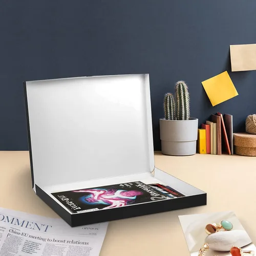 Miniatura 5 de Lineco 16x20 Caja de almacenamiento tipo folio negra con tapa, 1.75" de profundidad. Sin ácidos con borde de metal. Preserva la longevidad
