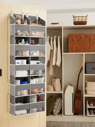 Miniatura 6 de Organizador para colocar sobre la puerta de 5 niveles, almacenamiento extra grande detrás de la puerta de 10 compartimentos, organizador colgante