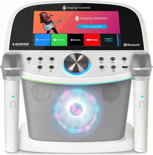 Miniatura 10 de Singing Machine Platinum Plus - Sistema de karaoke todo en uno con 2 micrófonos inalámbricos, Bluetooth/WiFi, altavoz de sonido portátil premium