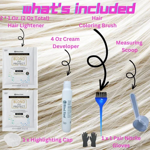 Miniatura 2 de Blond And Protect DIY Kit de aclarado de cabello de 8+ niveles Kit de aclaramiento de cabello Combo - Desarrollador de 20 vol. (polvo blanco)