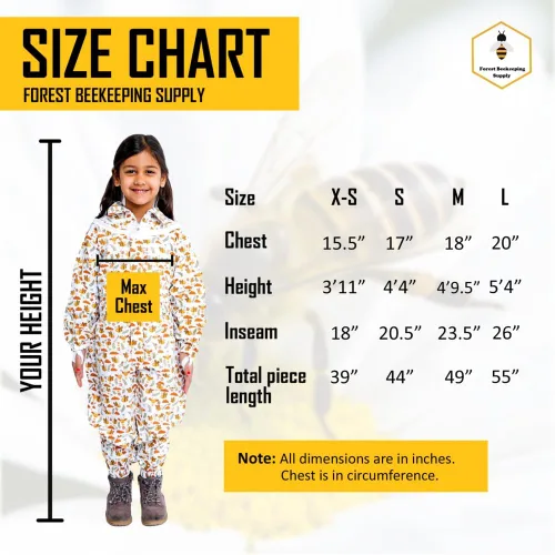 Miniatura 5 de Traje de abeja de cuerpo completo para niños. sarga de algodón suave para la piel de los niños toba a las picaduras de abeja con velo Chaqueta sin