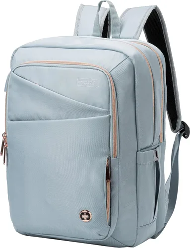 Miniatura 11 de Swissdigital SD1006F-02 - Mochila de viaje con puerto de carga USB, se adapta a mochilas de computadora escolar de 15.6 pulgadas para trabajo y Gris