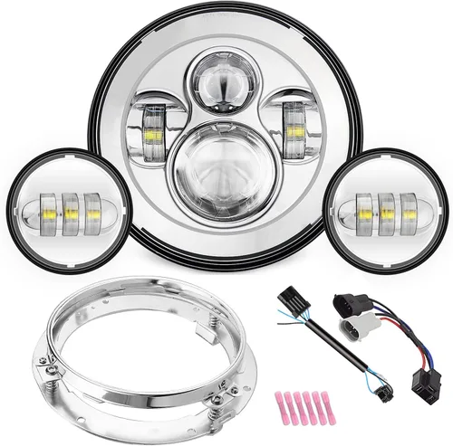 Miniatura 8 de SUNPIE Faro delantero para motocicleta de 7 pulgadas, color negro, compatible con H_arley Road King, compatible con Road/Electra/Street Glide