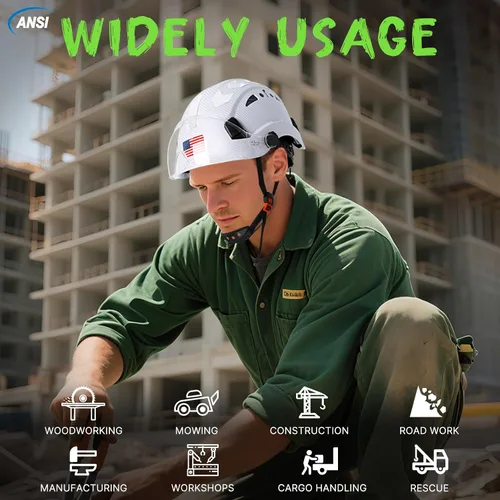 Miniatura 9 de Aolamegs Carbon Fiber Pattern Hard Hat with Visor, ANSI Z89.1 Vented Safety Helmet, OSHA Approved Construction Hardhat for Men, 6-Point Suspension