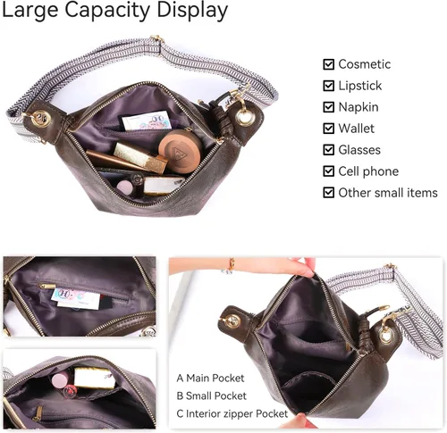 Miniatura 5 de Riñoneras para mujer, bolsos cruzados de moda, bolsos de pecho, bolso de cinturón con 2 correas ajustables, Marrón oscuro, Classic