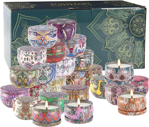 Miniatura 4 de Set de regalos de velas perfumadas de 24 piezas, velas de Adviento de cera de soja en lata de viaje para el hogar, velas en frasco de 2.5 oz