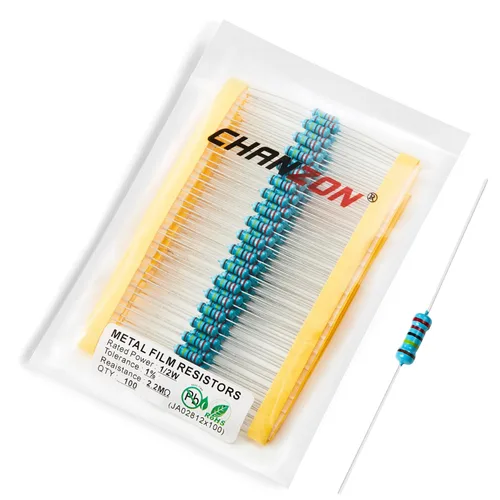 Miniatura 56 de Chanzon - 100 resistencias de película metálica 1/2 W (0.5 W) 10 Ω ohmios ±1% de tolerancia 10R MF, resistencias de agujero pasante con limitación