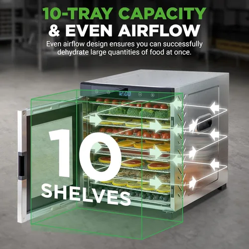 Miniatura 2 de NutriChef Deshidratador eléctrico de alimentos para encimera, 900 W, máquina de carne de res de varios niveles, secadora de frutas y verduras