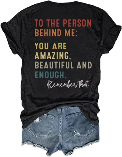 Miniatura 2 de Camiseta con texto en inglés You are Amazing Beautiful Enough Women Letter To The Person Behind Me, camiseta casual con cuello redondo