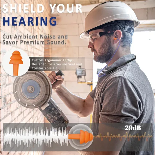 Miniatura 2 de Auriculares Bluetooth con reducción de ruido de 29 dB para el trabajo, auriculares inalámbricos con banda para el cuello con batería de 30 horas