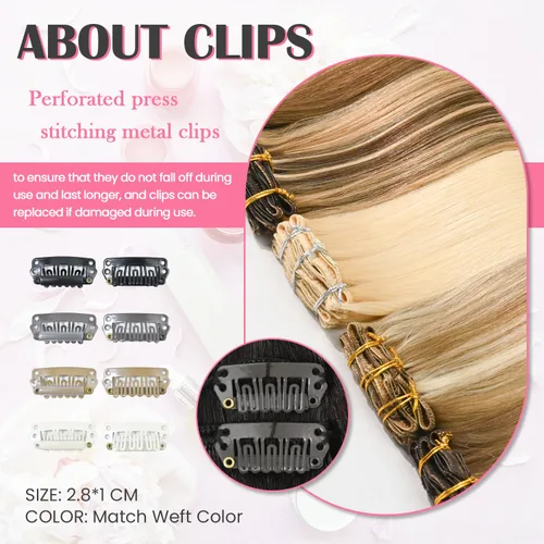 Miniatura 6 de Aison Extensiones de cabello humano real con clip, color marrón oscuro, 2.47 onzas, cabello humano Remy, 12 pulgadas, para mujeres, 7 unidades, 16