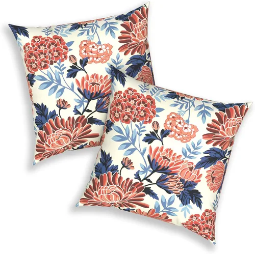 Miniatura 859 de Juego de 2 almohadas para exteriores de 16 x 16 pulgadas, repelentes al agua con interiores, para muebles de patio, hogar, jardín, geometría bohemia
