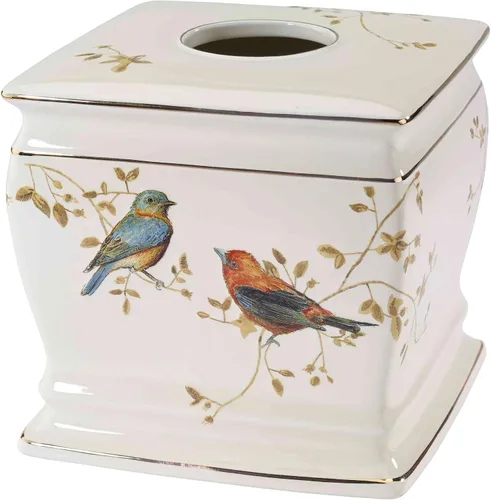 Avanti Linens - Funda para caja de pañuelos, accesorios decorativos de encimera, decoración del hogar inspirada en la naturaleza (Gilded Birds