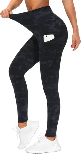 Miniatura 3 de The GYM People - Pantalones de yoga de cintura alta gruesos con bolsillos, control de abdomen, leggings de yoga para entrenamiento y correr