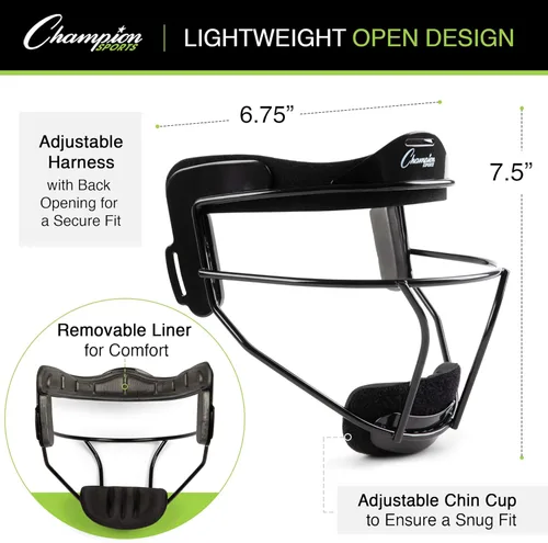 Miniatura 3 de Champion Sports Máscara facial de sóftbol de acero – Máscara de campo duradera para jóvenes y adultos, protección para jugar en interiores