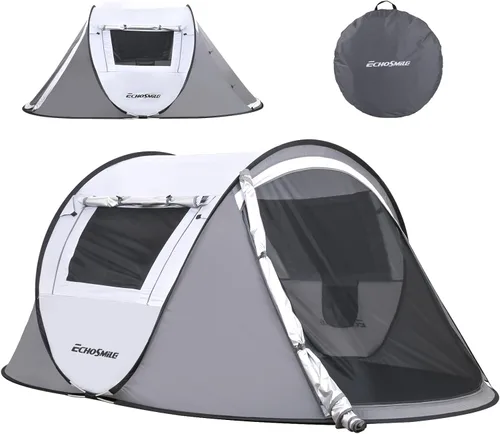 Miniatura 23 de EchoSmile Tienda de campaña desplegable para 2/4/6 personas, fácil instalación, cúpula resistente al agua, portátil con bolsa de transporte Blanco