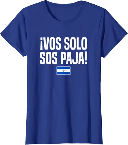 Miniatura 55 de Camiseta Vos Solo Sos Paja Salvadoran Slang Bandera de El Salvador, Negro