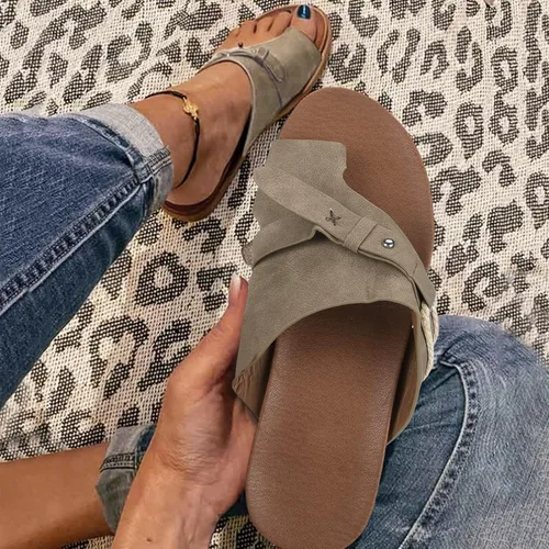 Sandalias ortopédicas para mujer, pantuflas para caminar con soporte de arco, sandalias casuales antideslizantes A4# Caqui