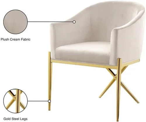 Miniatura 6 de Meridian Furniture Xavier Collection Modern Silla de comedor tapizada de terciopelo contemporáneo con patas de acero resistentes en forma de X