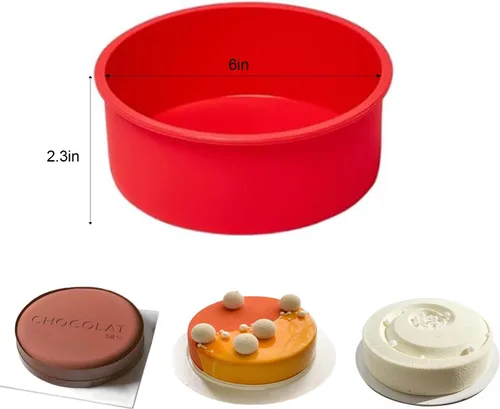 Miniatura 8 de saphe Moldes de silicona para tartas de 6 pulgadas, moldes redondos para hornear, juego de 4 moldes para pastel de capas, tarta de queso, pastel