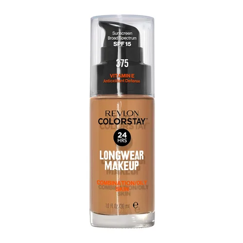 Miniatura 56 de Base líquida de Revlon ColorStay Maquillaje facial para piel mixta y grasa, SPF 15, cobertura media-completa con acabado mate, beige solar (392), 1