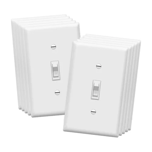 ENERLITES Paquete de placas de pared con luz de palanca, interruptor eléctrico de un solo polo, 15 A 120-277 V, tornillo de puesta a tierra, grado
