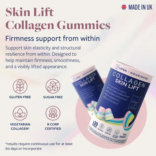 Miniatura 2 de Upsa Nourished Collagen Skin Lift 30ct - Complejo Ovoderm® de membrana de huevo con vitamina C, zinc y selenio - Gomitas vegetarianas sin azúcar