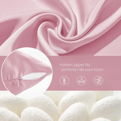 Miniatura 6 de Fundas de almohada de seda para cabello y piel, de seda de morera, suave, transpirable, lisa de ambos lados, de seda natural, con cremallera, 1 Rosa