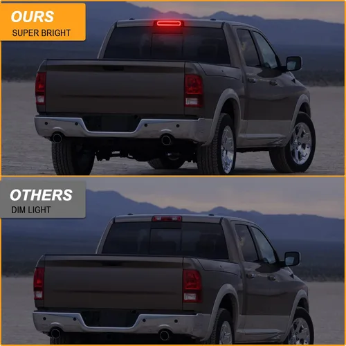Miniatura 3 de R&F Auto Luz de Freno de Emergencia LED de Tercer Freno Compatible con Ram 1500 2500 3500 4500 5500, 2010-2018, Estilo F1, Luces de Freno Traseras