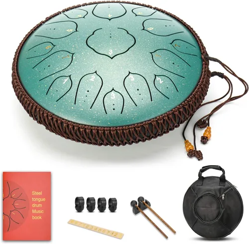 Miniatura 11 de Handpan 22 pulgadas D Minor Kurd Handpan 9 Notas Handpan Instrumento para rendimiento profesional, 440HZ Sonido Handpan Tambores para adultos