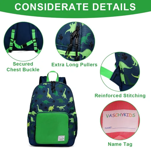 Miniatura 4 de VASCHY - Mochila preescolar para niños y niñas liviana resistente al agua con correa en el pecho