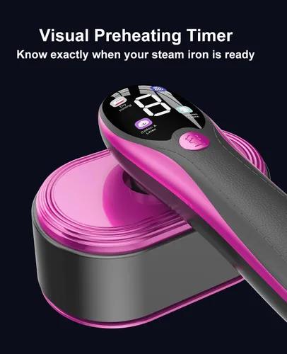 Miniatura 2 de Vaporizador y plancha 2 en 1 para ropa, vaporizador portátil de mano para ropa con pantalla LED, panel de cerámica grande, plancha de vapor
