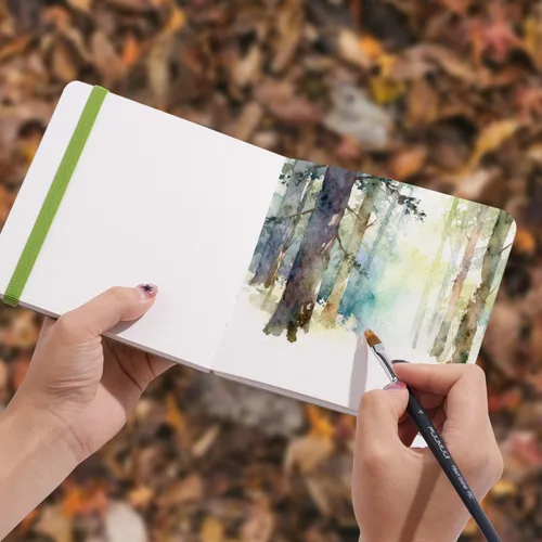 Miniatura 8 de Fuumuui - Diario de acuarela, libro de acuarela de 5.5 x 5.5 pulgadas con 30 hojas, papel de algodón de 140 libras (300 GSM) para pintar, dibujar