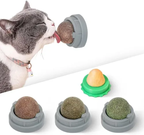 Miniatura 8 de Potaroma Pelotas de juguetes de hierba gatera, 4 unidades, bola energética extra para gatos, juguetes comestibles de vid plateada para gatos lamen