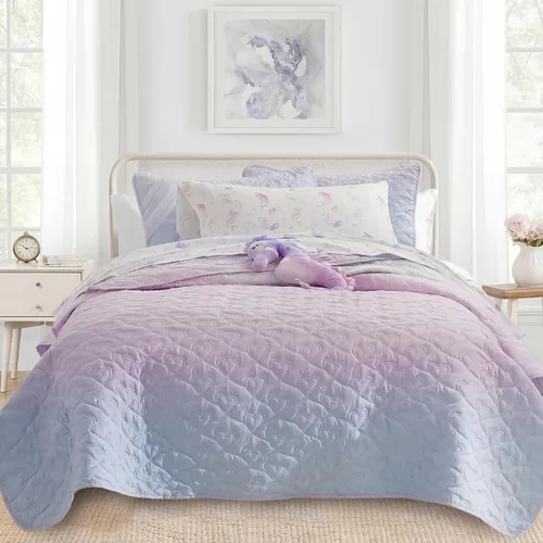 Miniatura 11 de SCHNAUZER HOME Juego de edredón tamaño King de 3 piezas, juego de ropa de cama con estampado de Bailey, juego de colcha ligera y suave reversible