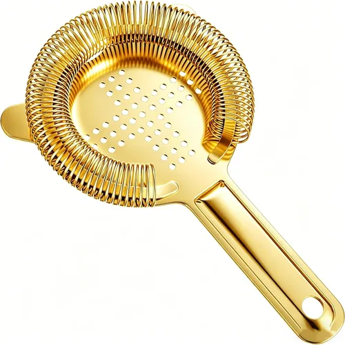 Miniatura 12 de Homestia Colador de cóctel, colador clásico Hawthorne de acero inoxidable con mango largo, colador de bebidas para bartenders profesionales, resorte