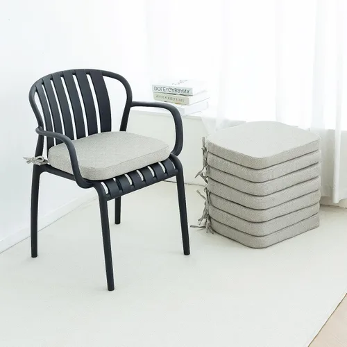 Miniatura 11 de Helios&Hestia Cojines para sillas de comedor de interior con lazos para cocina, cojines de asiento para exteriores con funda extraíble, parte Beige