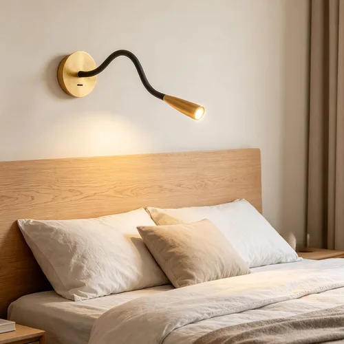 Miniatura 5 de Manguera de cuello de cisne flexible LED para pared, luz de lectura enfocada para dormitorio, lámpara de pared ajustable para cabecero de noche